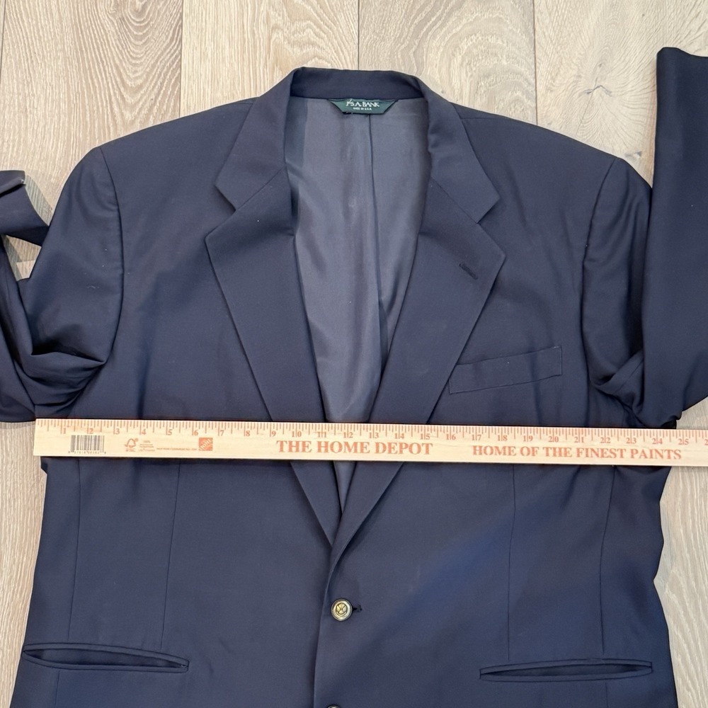 Jos A Bank Traveler Mens 48R 98% Wool Blend Suit Navy W/Pant 42X26.5 Cuffed - Picture 13 of 14